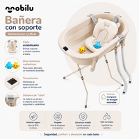Bañera para Bebé con Soporte LUMA | Mobilu – Termómetro y Cojín