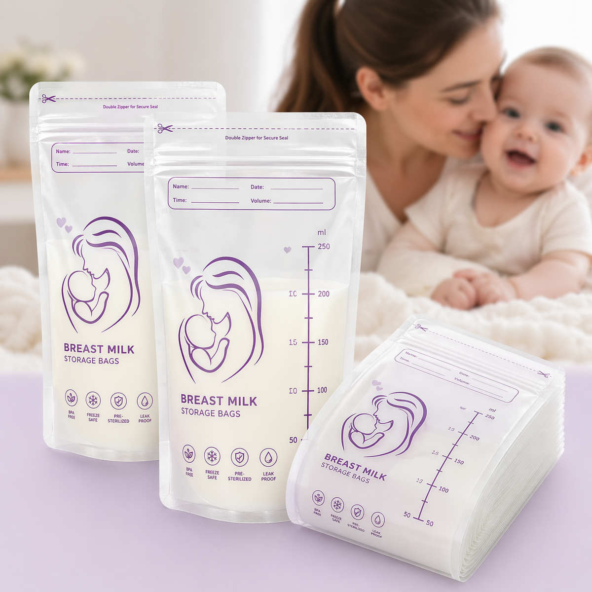 Bolsas Recolectoras De Leche Materna x60 Unds 250ml Only Baby