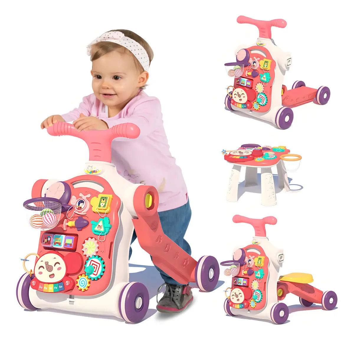 Caminador Andadera 5 en 1 Multi Función Musical Con Juegos Rosado
