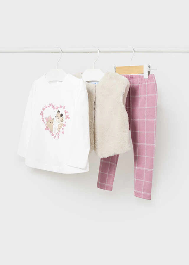 Conjunto Chaleco Invierno Rosa 3 Piezas Mayoral 2766 Niña