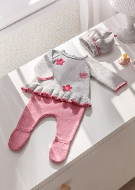 Conjunto Tejido 3 Piezas Recién Nacida Mayoral 2505 Niña