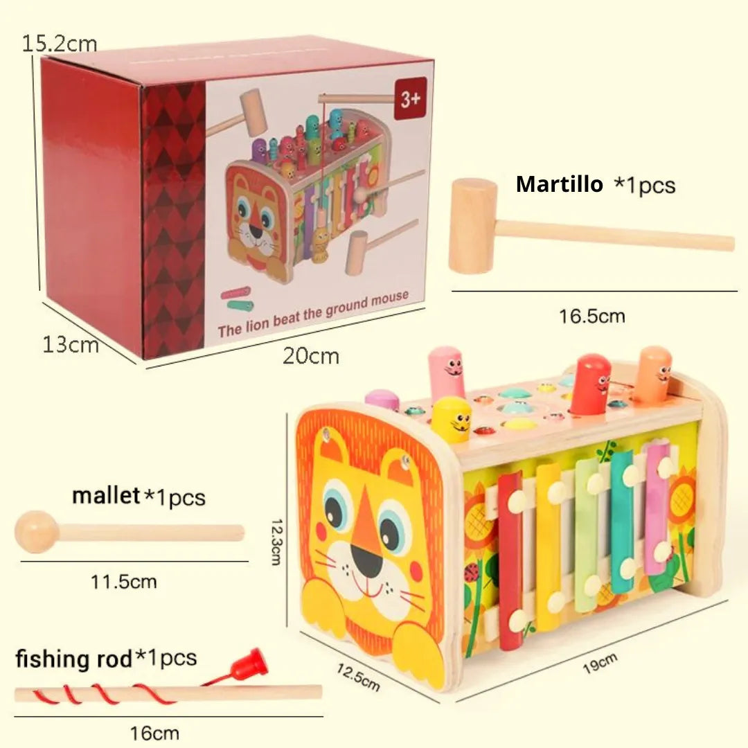 Juego Didáctico León Vence Al Ratón De Madera