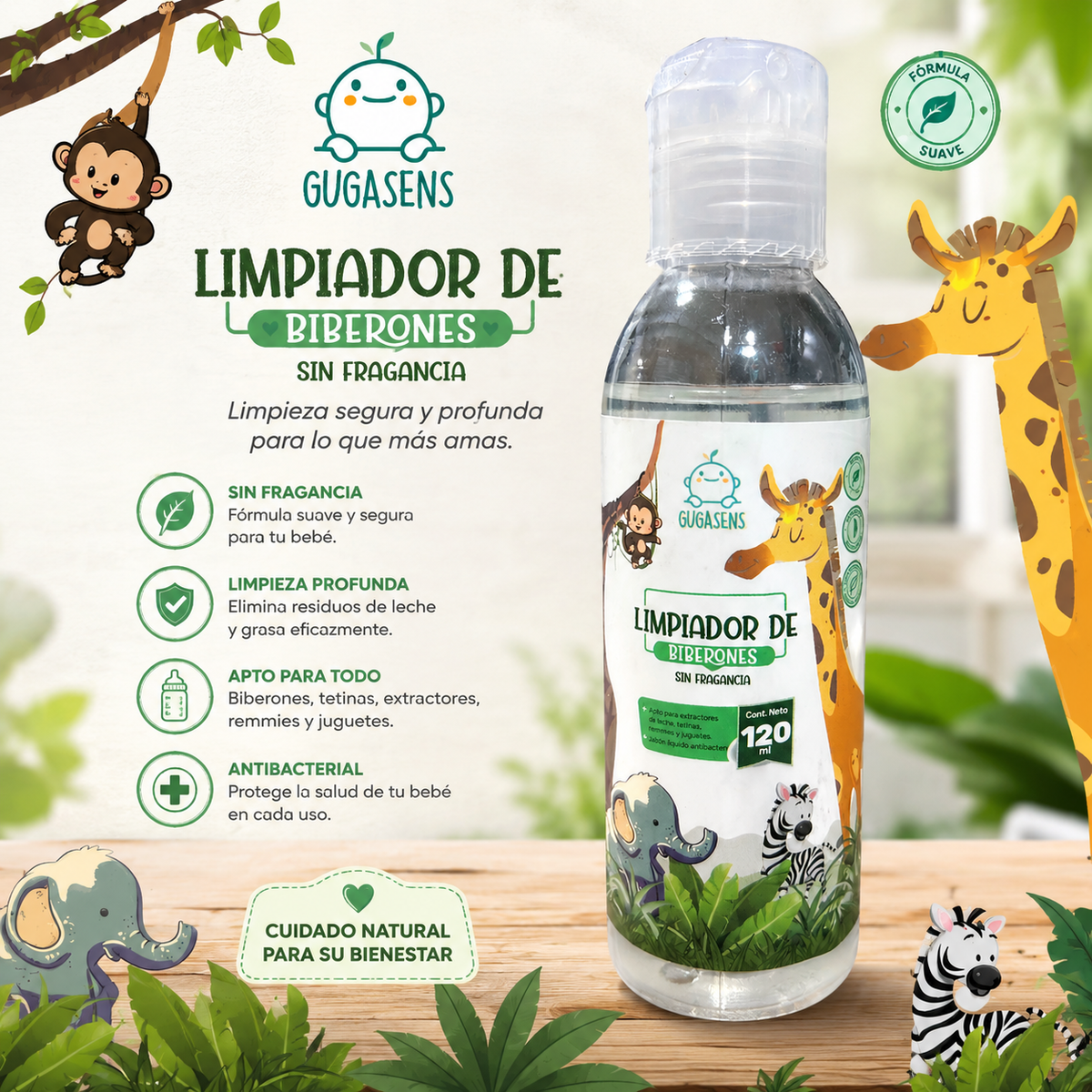 Limpiador de Biberones Sin Fragancia 120 ml Gugasens