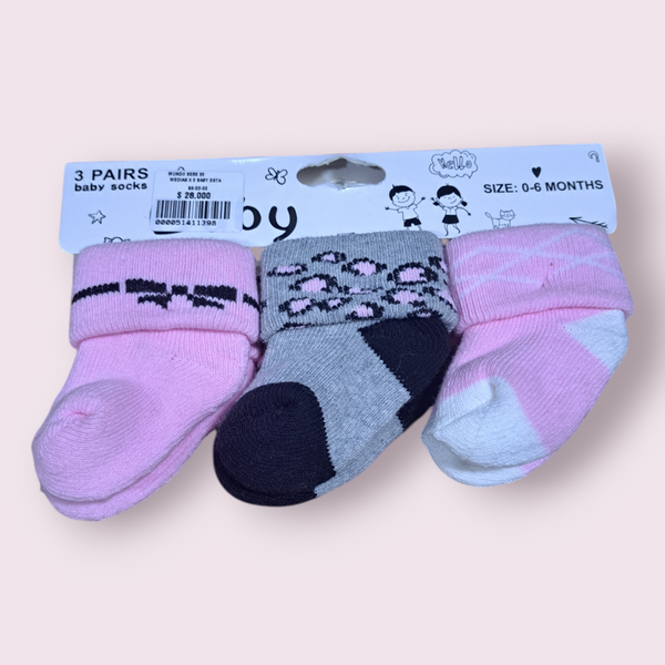 Medias x3 Pares Recién Nacida 0-6 Meses