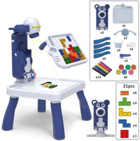 Mesa 4 en 1 Creativa De Dibujo Con Proyector y Juegos Portable