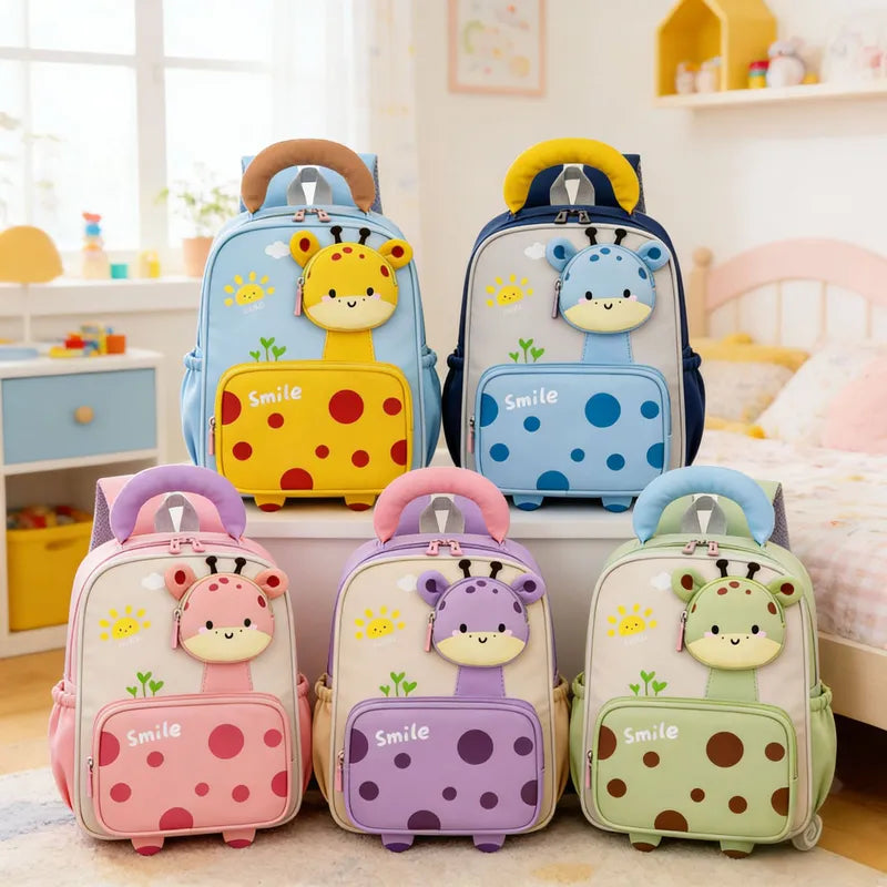 Mochila Infantil Escolar Para Niños En Felpa Jirafa