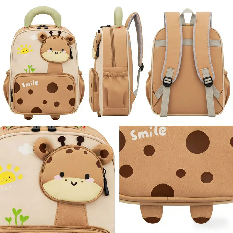 Mochila Infantil Escolar Para Niños En Felpa Jirafa