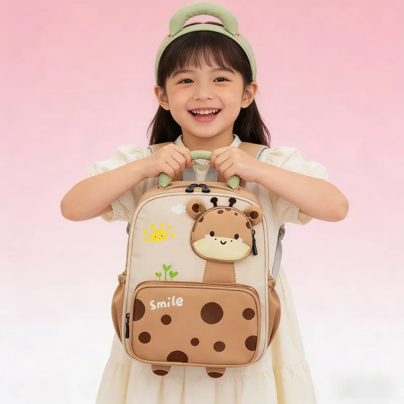 Mochila Infantil Escolar Para Niños En Felpa Jirafa