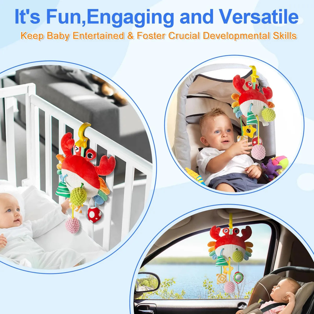 Móvil De Cangrejo Sonajero Musical Para Cuna o Carro