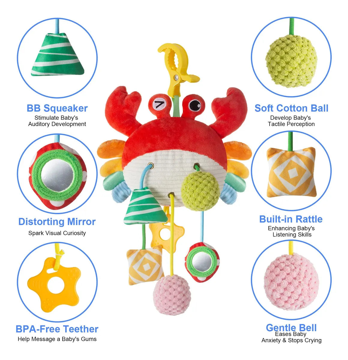 Móvil De Cangrejo Sonajero Musical Para Cuna o Carro