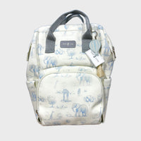 Pañalera Jirafas y Elefantes En Cuero Baby Luna Tipo Morral