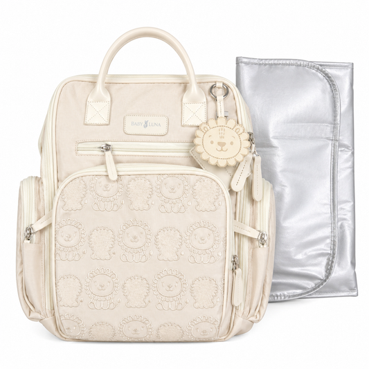 Pañalera Leoncitos Tipo Morral Con Cambiador Baby Luna Beige