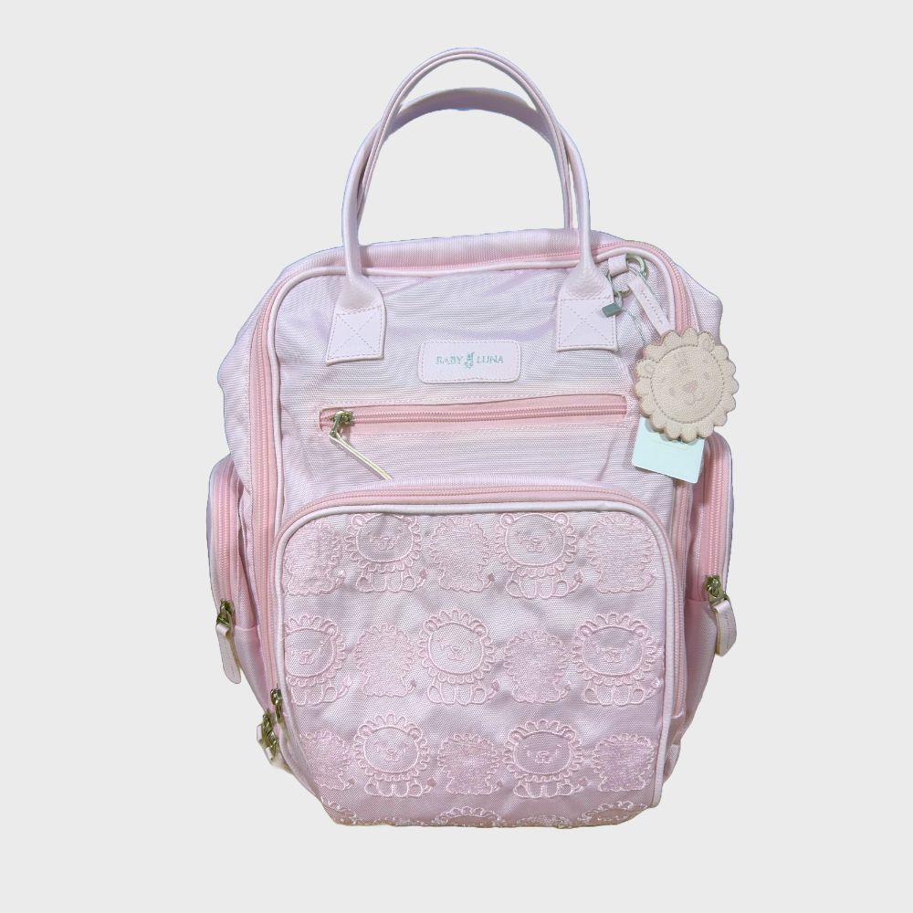 Pañalera Leoncitos Tipo Morral Con Cambiador Baby Luna Rosada