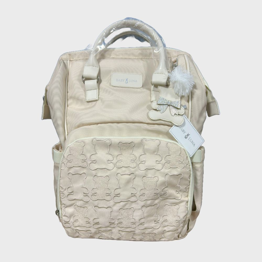 Pañalera Ositos Baby Luna Beige Tipo Morral