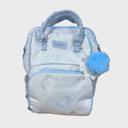 Pañalera Tipo Morral Baby Luna Arcoíris Celeste