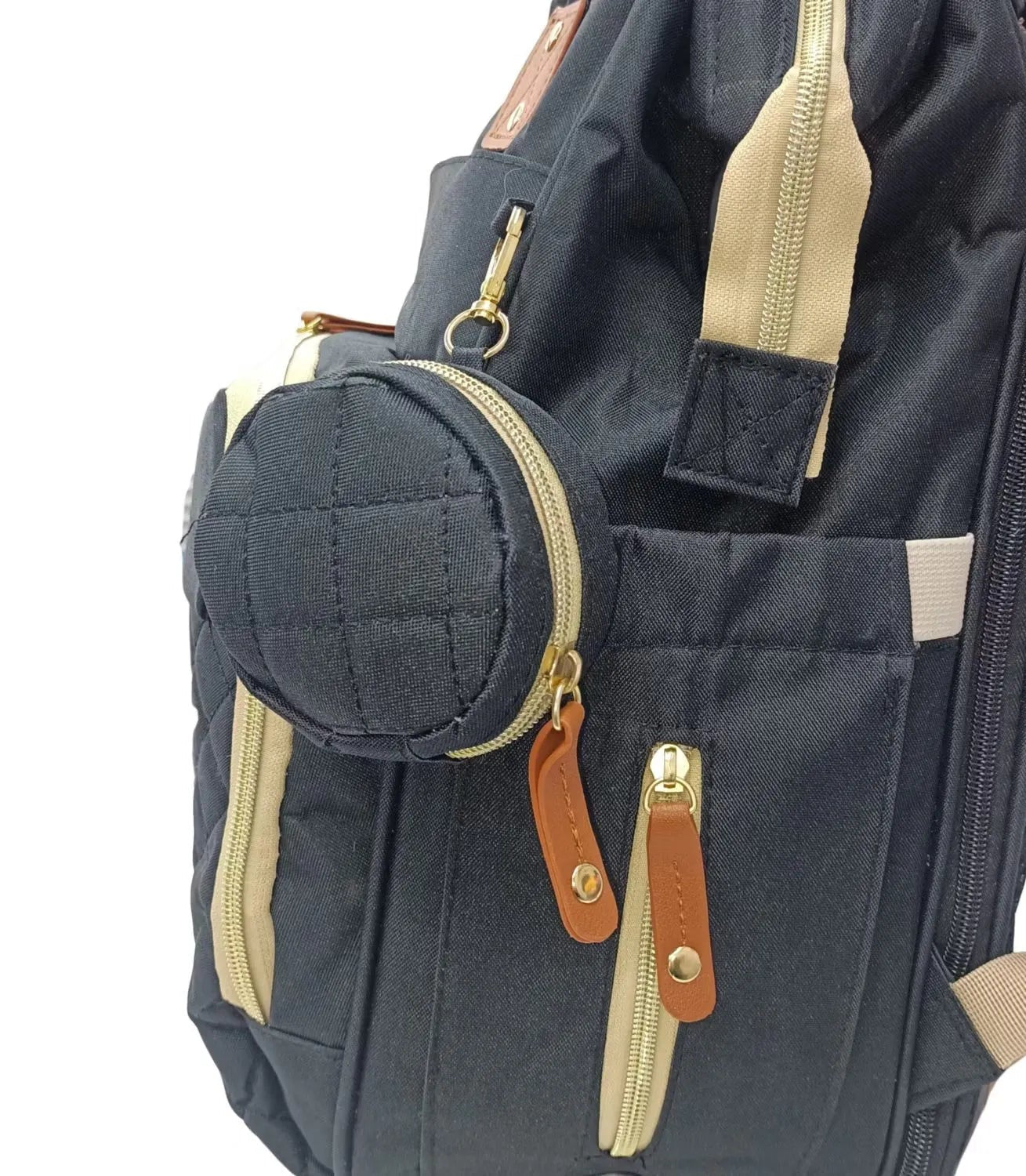 Pañalera Tipo Morral Con Cambiador Plegable Negra