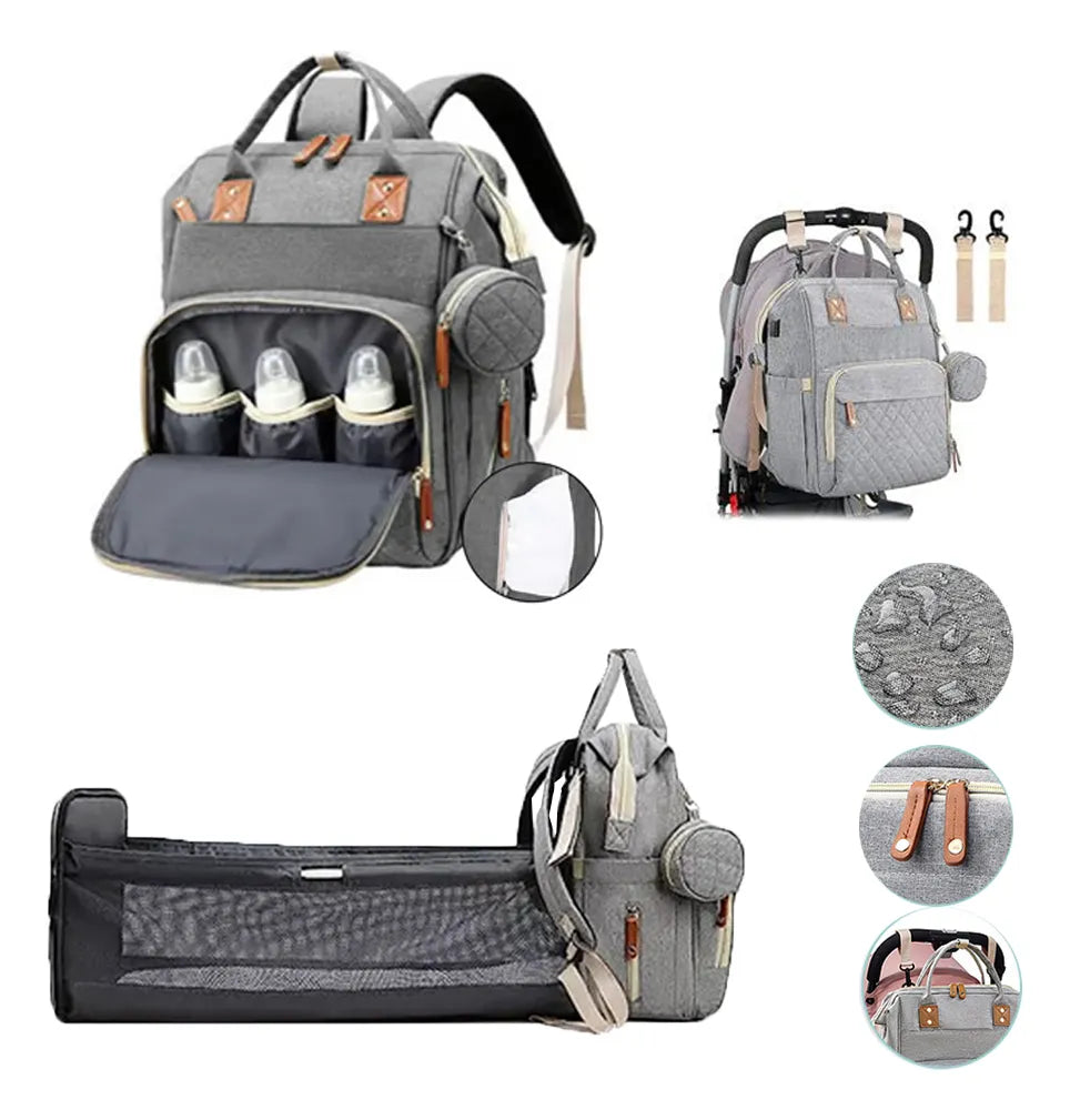 Pañalera Tipo Morral Con Cambiador Plegable Mora Leche