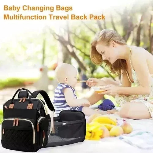 Pañalera Tipo Morral Con Cambiador Plegable Negra