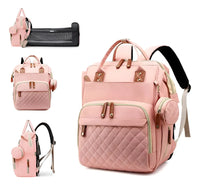 Pañalera Tipo Morral Con Cambiador Plegable Rosa-Salmón