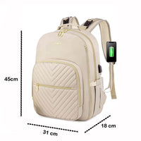 Pañalera Tipo Morral Monedero y Tapete Cambiador Premium Usb Beige