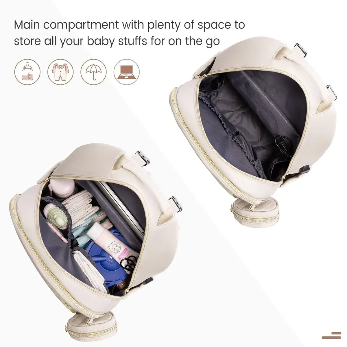 Pañalera Tipo Morral Monedero y Tapete Cambiador Premium Usb Beige