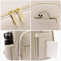 Pañalera Tipo Morral Monedero y Tapete Cambiador Premium Usb Beige