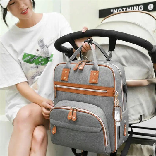 Pañalera Tipo Morral Multifuncional Gris