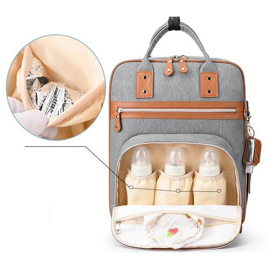 Pañalera Tipo Morral Multifuncional Gris