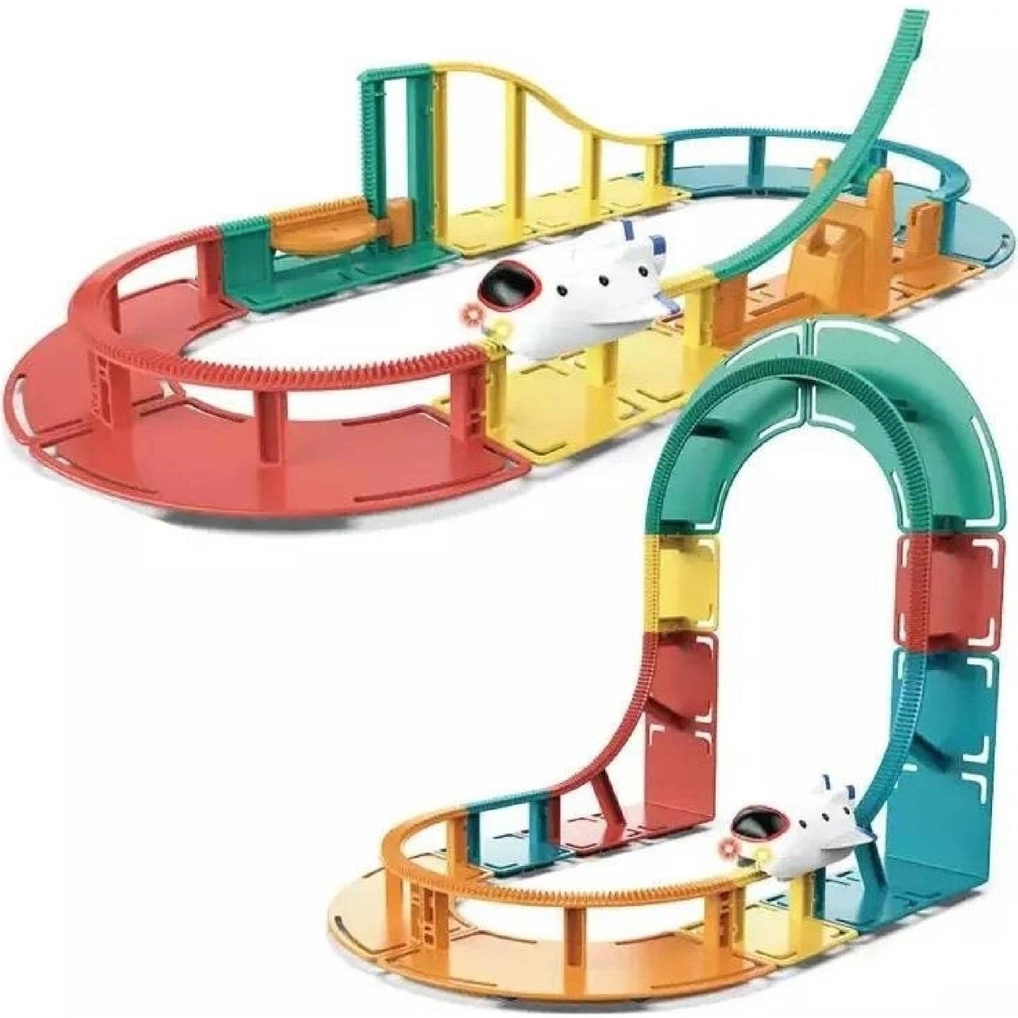 Pista Eléctrica de Construcción 3D Colorida Nave Luces