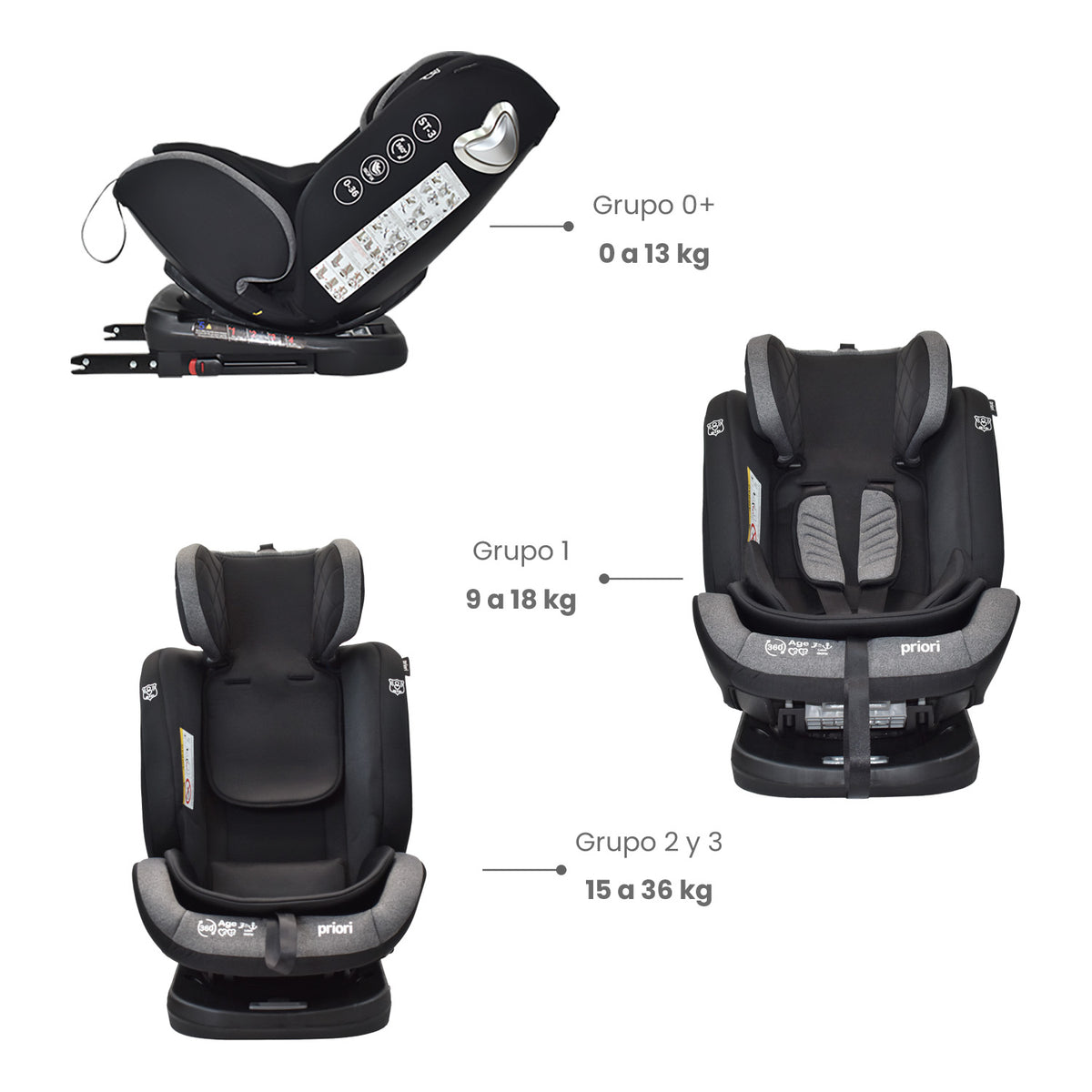 Silla Carro Bebe First Plus 360° Priori Negro