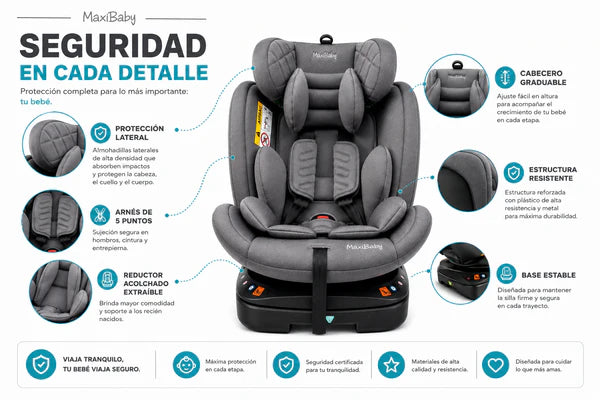 Silla de Carro Giratoria 360° Con Isofix MaxiBaby WIN