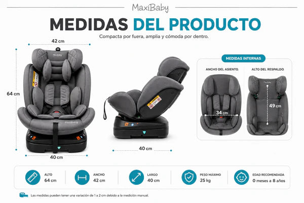 Silla de Carro Giratoria 360° Con Isofix MaxiBaby WIN