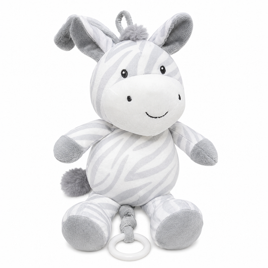 Sonajero Musical Peluche Cebra De Cuerda
