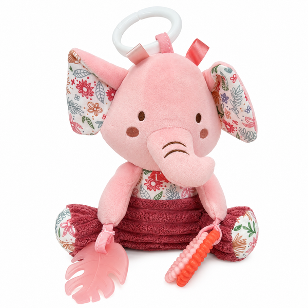 Sonajero Musical Peluche Elefantita De Cuerda