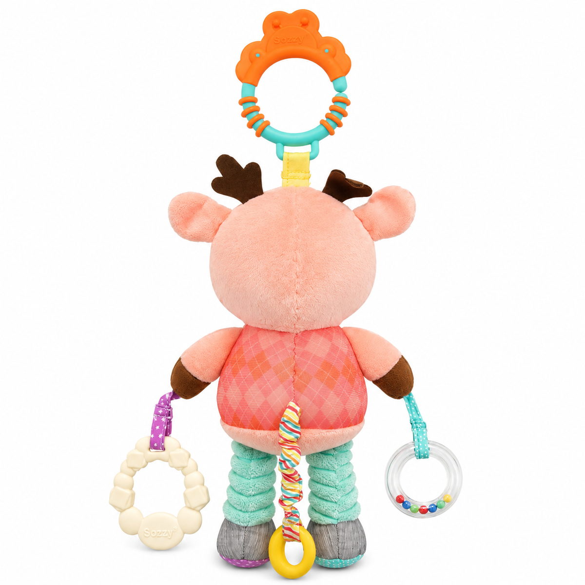 Sonajero Musical Peluche Alce De Cuerda