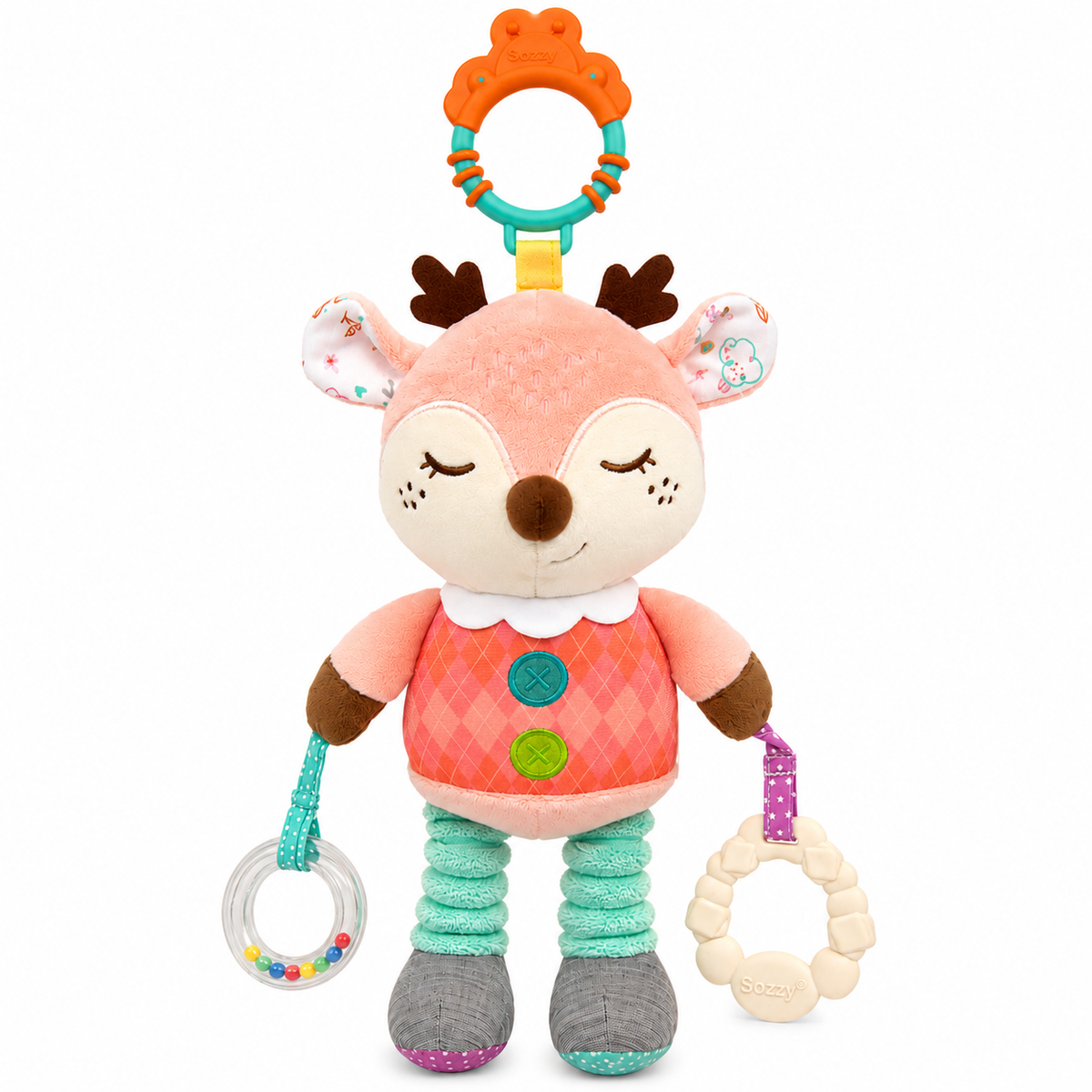 Sonajero Musical Peluche Alce De Cuerda