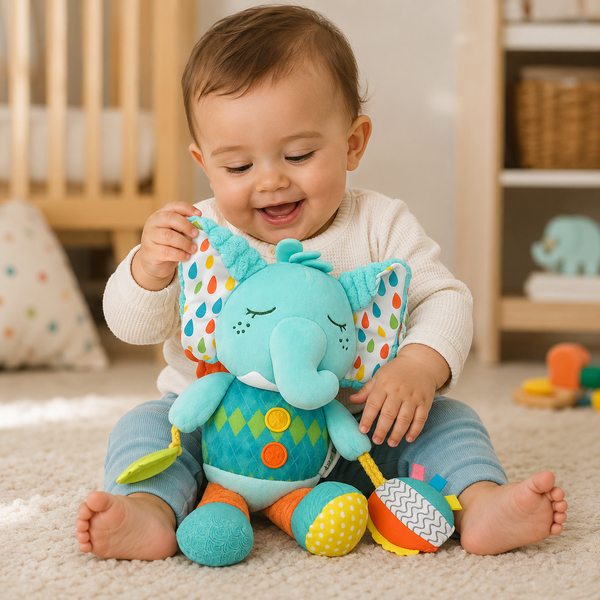 Sonajero Musical Peluche Elefantito De Cuerda