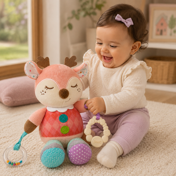 Sonajero Musical Peluche Alce De Cuerda