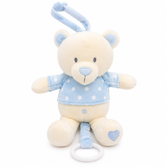Sonajero Musical Peluche Osito Corazón De Cuerda