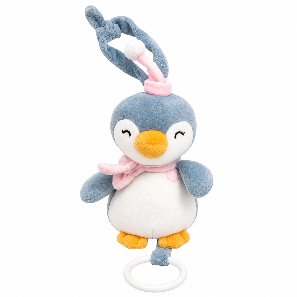 Sonajero Musical Peluche Pingüina De Cuerda