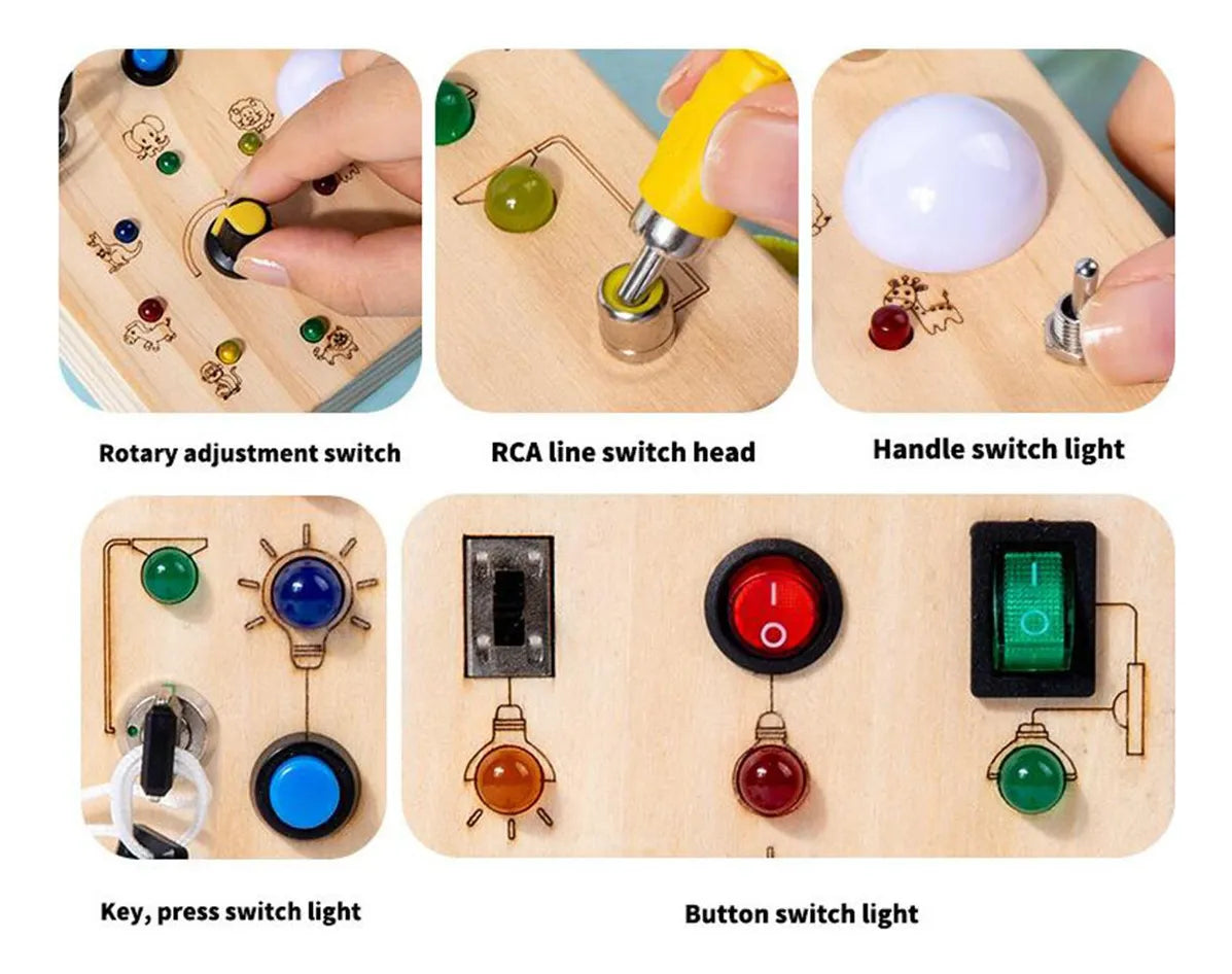 Tablero Sensorial de Aprendizaje Interruptores De Luz Led