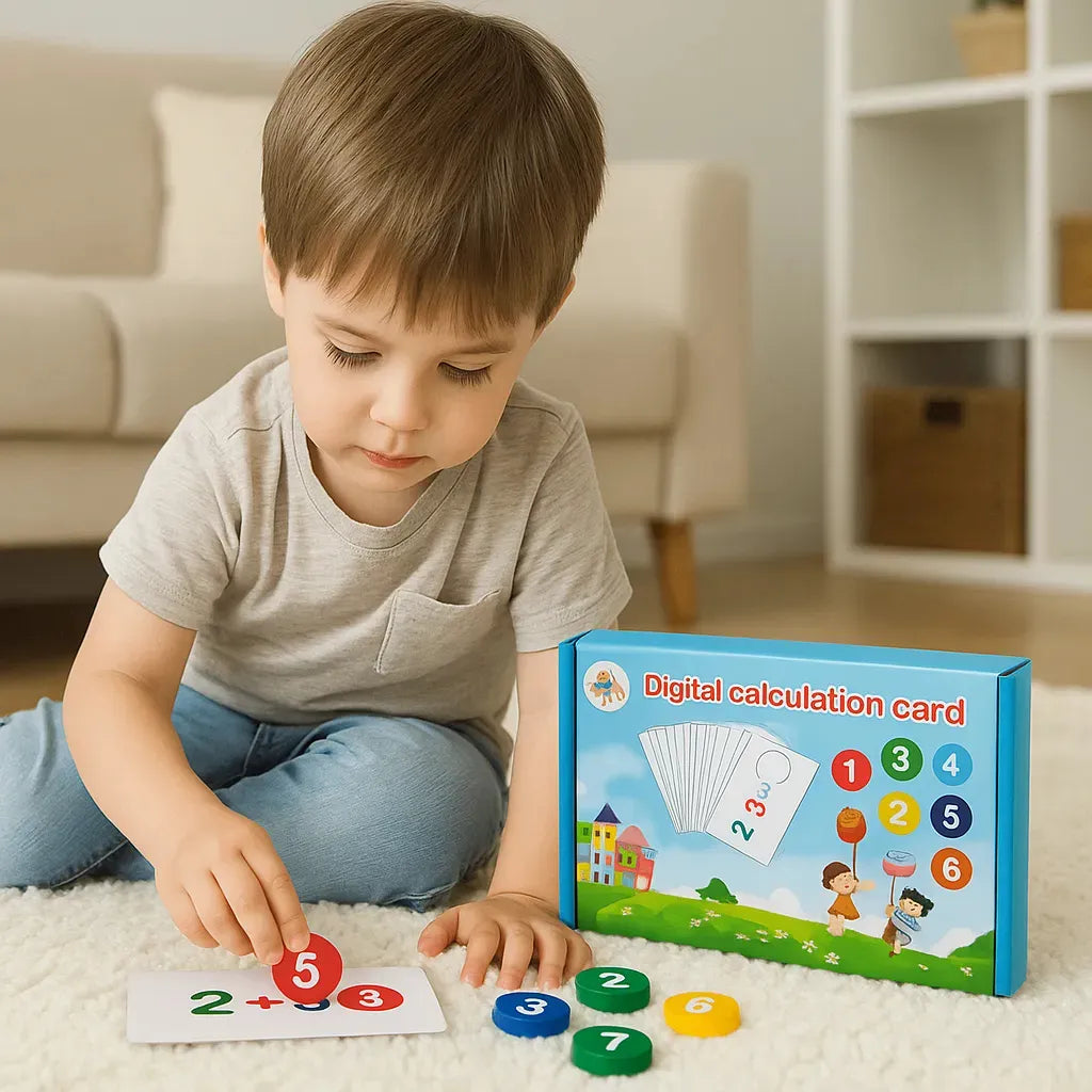 Tarjetas Matemáticas Con Fichas De Madera Juego Calculadora