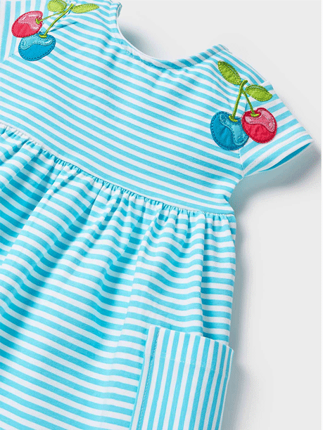 Vestido Cerezas Azul Mayoral 1937 Niña