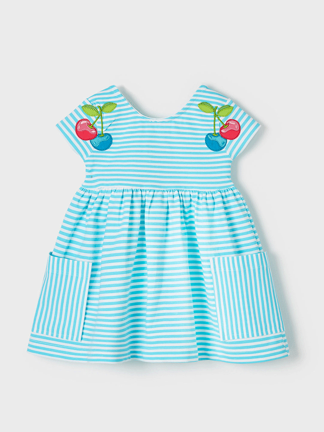 Vestido Cerezas Azul Mayoral 1937 Niña