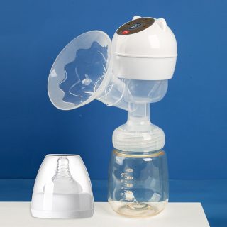Extractor eléctrico doble de leche materna con pantalla display . Marca Dr  gym contiene: * dos teteros * dos chupos * cable USB y a…