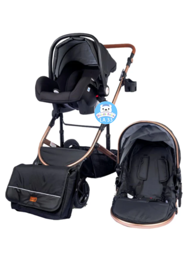 COCHE MOISÉS VICTORIA GESEBABY CON PORTABEBE EN COMBO NEGRO - Imagen 3