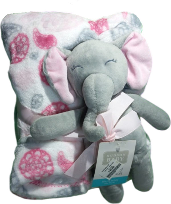 COBIJA ELEFANTE GRIS CON ROSADO